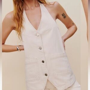 Reformation Brittany Denim Halter Top